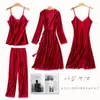 Daeyard velluto pigiama set per le donne autunno inverno caldo pigiama sexy Cami Robe 4 pezzi indumenti da notte pigiama elegante vestiti per la casa Y200708
