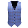 Costume à carreaux à double boutonnage pour hommes Bleu clair Costumes pour hommes Designers Terno Slim Fit Masculino Groom Costume de mariage Homme 201106