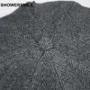 Showersmile العلامة التجارية صوف أخبار قبعات الرجال رمادي متعرجة مسطحة قبعات النساء القهوة البريطانية غاتسبي كاب الخريف الشتاء القبعات الصوف