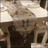 Table Runner Cloths Home Textiles & Garden European Embroidered Floral Luxury Modern Rice White Flag Decor For Dining Shoe Cabinet With Tass