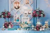新しいテーブルフラワーボールの結婚式の中心部のテーブルの花の結婚式の背景の装飾パーティーロードリードウォールホテルシルクフラワーアレンジメントY200104