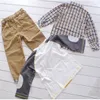 Spring Autumn Kids Baby Boys Clothing Set Fashion Long Sleeve Plaid Shirts+T Shirts+Pants 3pcs Suit Outfits Casual Childrens Clothes