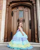 Stunning High Low Colorful Flower Girl Dresses For Wedding Appliqued Princess Toddler Pageant Gowns Tulle Sweep Train First Communion Dress