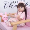 KeIni Dropshipping Reborn Dolls Girl 48 cm Tyg Kropp Realistisk Söt leksaker Långt hår Nyfödd Bebe Doll för Barn Födelsedagspresent LJ201031