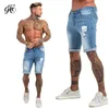 Męskie szorty fitness Dżinsowe szorty Czarne wysokiej talii Rapowane letnie dżinsy dla mężczyzn marka plus size swobodne streetwear DK03 LJ2009171Z