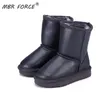 MBR FORCE Enfants Bottes de neige 100% Véritable Bottines en cuir Chaud Bottes d'hiver imperméables Garçons Filles Chaussures LJ201203