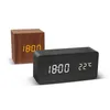 Alarm Clock LED Wooden Watch Table Voice Control Digital Wood Despertador USB/AAA Powered Electronic Desktop Clocks LJ201204