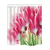 Beleza tulipa rosa chuveiro cortinas para banheiro cortinas poliéster tecido à prova d 'água e mofoproof tela de banho com 12 ganchos t200711
