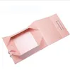 Stock Pink Custom Logo Handmade Magnetic Paperboard Foldable Boxes Packaging Underwera Clothes Shirt Bag Shoes Gift Boxes with Ribbon