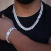 12 мм 15 мм 19 мм Ice Out bling кубинская цепочка ожерелье 5A кубический цирконий cz хип-хоп ювелирные изделия для мужчин и мальчиков 0927212W