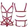 Jarretières Body Harnais Soutien-gorge pour femmes Full Bondage Strappy Tops Creux Out Sexy Lingerie Set Plus Taille Élastique Ajuster Goth Club Dance Rave1