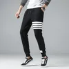 Nova moda casual masculina personalizada zíper calças legal casual solto esportes calças de quatro barras trilhas