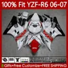 Injeção Branco Red Blk Mold corpo para yamaha yzf r 6 600 cc yzf-r6 yzf600 2006-2007 moto bodywork 98no.23 yzf r6 600cc yzfr6 06 07 yzf-600 2006 kit de justo de 2007