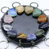 Natural Crystal Stone Keychain Pendant Creative Heart Shaped Gemstone Key Chain Fashion Accessories Keyring Birthday Present Sxjun23