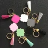 5cm Quatrefoil Keychain Favor Suede Tassels Kit Charms Metal Ring Keyring DIY Blessing Jewelry Craft Supplies