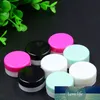 Creme Jar Packaging Container Cosmetic Amostra de plástico 200pc / lot 5g 5ml branco, preto, rosa, verde 4 cores de exibição Avaliable