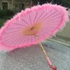 Chinesische Seide Anime Frauen Fotografie Cos Prop Antike Tanz Quasten Regenschirm Transparent Japan Papier Hochzeit Sonnenschirm 201104