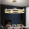 Lampadari a LED di lusso Modern Round Ring Crystal Gold Lampade a sospensione Lampade a sospensione Camera da letto Sala da pranzo Soggiorno Luci