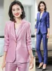 Formella enhetliga design Kvinnor Business Suits High Quality Fabric Pantsuits Ladies Office Work Wear Clothing Set Career Blazers1