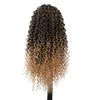 Ombre Blond Afro Kinky Curly Penytail Förlängning för Kvinnor Drawstring Ponytail Curly Brown blandad med mörka rötter Kort Afro Kinky # 2/27