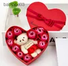 US Stock 10 Flowers Soap Flower Gift Rose Box Bears Bouquet For 2022 Valentines Day Wedding Decoration Gift Festival Heart-shaped Box