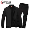 WWKK Uomini Tute di Colore Solido Abbigliamento Sportivo 2020 Giacca da Uomo di Autunno + Pantaloni Tuta Maschio Felpa Casual 2 Pezzi Set casuais Y1221