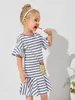 Toddler Girls Striped And Fruit Print Smock Dress SHE