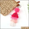 Porte-clés Accessoires de mode 10PC1 PC Bohême Bijoux faits à la main Pom Sac Charms Été Mticolor Ball Boho Gland pour les femmes Portefeuille Party Drop