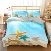 Homesky 3D Beach Ensemble de literie Ocean Starfish Housse de couette Bleu Ensemble de lit Taie d'oreiller Couette Ensembles de literie Linge de lit Housse de couette 201021