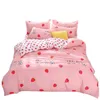 4 pezzi rosa fragola kawaii set di biancheria da letto di lusso queen size lenzuola per bambini trapunta morbida trapunta in cotone set di biancheria da letto per la ragazza C1266y