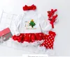 Рождественский подарок для новорожденной Одежды Set Девочка Платья Хлопка Mesh оборок Девушки крестин халаты 4шта первого Рождество платье Set