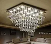 Modern Crystal Ceiling Light Raindrop Chandelier Lighting Square K9 Crystal Flush Mount Ceiling Light for DiningRoom Bedroom Livingroom