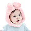 Novo Outono Inverno Quente Bebê Dos Desenhos Animados Cute Bunny Fleece Chapéu Criança Bebês Earmuff Chapéus Beanie Pelúcia Chapéu