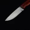 1Pcs Outdoor Survival Straight Hunting Knife VG10 Satin Drop Point Blade Ebony Handle Fixed Blade Knives With Leather Sheath