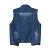 Kvinnors denim Vest Spring Autumn Small Fragrance Korean Style Trendy Outer Wear Slim Plus Size Waistcoat M-5XL 211220