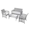 Topmax 4 pièces meubles d'extérieur mobilier en rotin Chair de table Patio Set de canapé en plein air pour jardin jardin porche et piscine américaine stock A13 A41