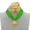 Anniyo DIY Rope Ethiopian Jewelry set Pendant Necklaces Earrings Bangle Ring Gold Color Eritrea Habesha Jewellery Sets #218406 201222