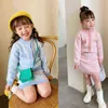 Girls 2pcs Knitting Kids Set Winter Long Sleeves Princess Top and Skirt Birthday Designed Uniform Fall Party Cloth 1-10Ys 220118