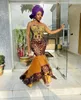 Aso Ebi Abiti da ballo a sirena 2021 South African Sheer Neck Appliques in pizzo Abiti da sera alti e bassi Illusion Abito a maniche lunghe