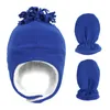 Infant Newborn Earflap hat fleece winter warm hats ear cap Beanie Trapper Hat with gloves set gift will and sandy new