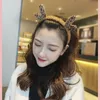 Christmas Headband Plush Elk Antlers Hair Hoops Woman Girl Hairband Xmas Party Headwear Tools Hair Accessories 6 Colors M2896