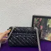 Обновленные Рождественские Ограниченные версия Sequins Cross Body Buass Сумки Серебряный Сплав Think Thins Ремень Сумки Breakurys Дизайнеры Сумки Sequins 22см