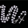Collar de rosario católico de cristal en forma de corazón, cadena larga cruzada para niña, colgante de collares con centro de María 1