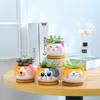 6Pce Set Cartoon Animals Flower Pot for Succulents Fleshy Plants Flowerpot Ceramic Small Mini Home Garden Office Decoration