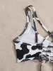 Vaca feminina Impresso Snake Carrying Tecido Lingüeta Split Split Swimsuit Bikini 220106