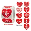 500 шт. / Рулон 1.5 дюйма Красное сердце в форме наклейки наклейки наклейки этикетки любовь наклейки