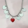 Ожерелье с семью сердцами, женское 45 см, синий кулон из нержавеющей стали, ювелирные изделия на День святого Валентина, рождественские подарки для подруги, оптовая продажа