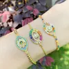 women crystal eye bracelet 18k gold chain pull adjustable gemstone diamond bracelets woman fashion jewelry gift will and sandy