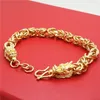 Men039s high quality copper plated 24K gold bracelet Domineering double dragon goldenplated bracelets Men jewelry47773914822449