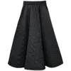 Korea Retro Women Skirts Autumn Winter Elastic High Waist Diamond Woven Solid Color A-line Bottoms Femme W220314